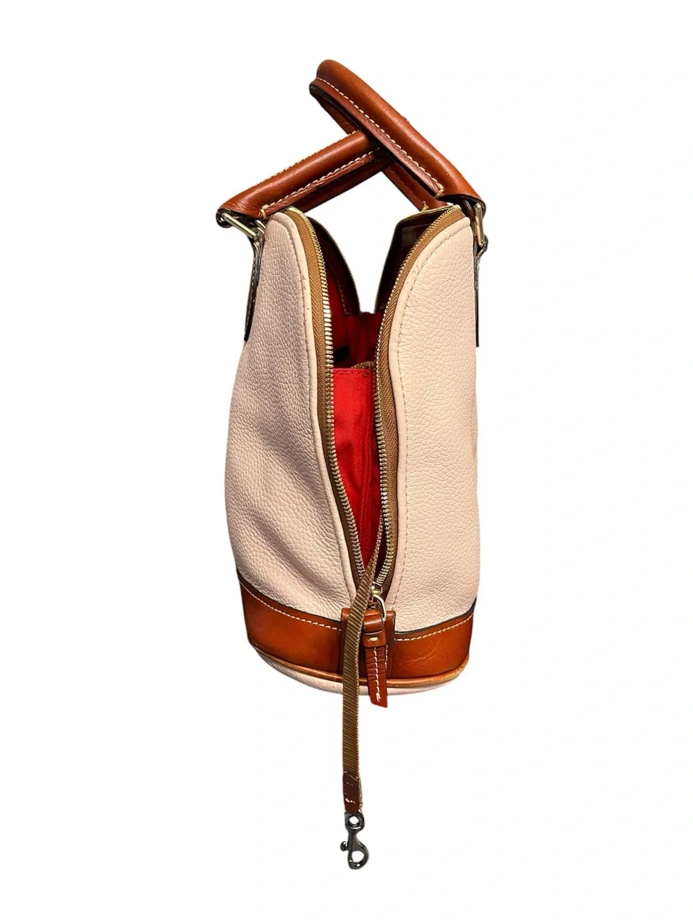 Dooney & Bourke Blush Pink Pebbled Leather Purse with Brown Trim